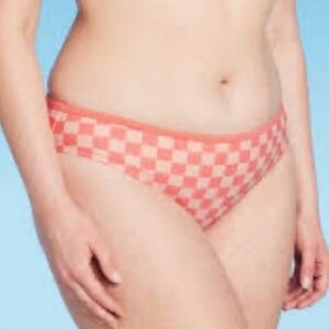 Kona Sol Coral/Pink Checkered Bikini Bottom Size Small #